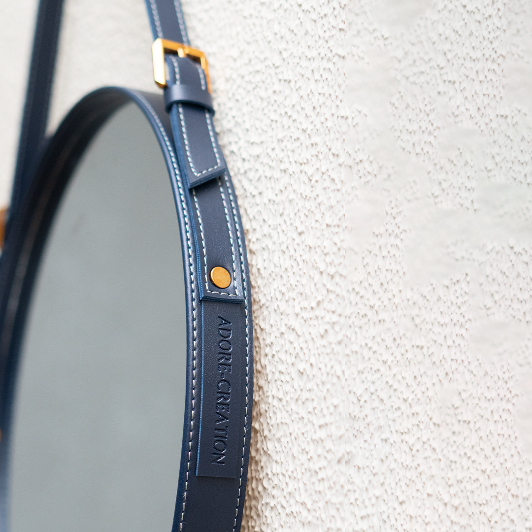Navy Strap Hanging Mirror