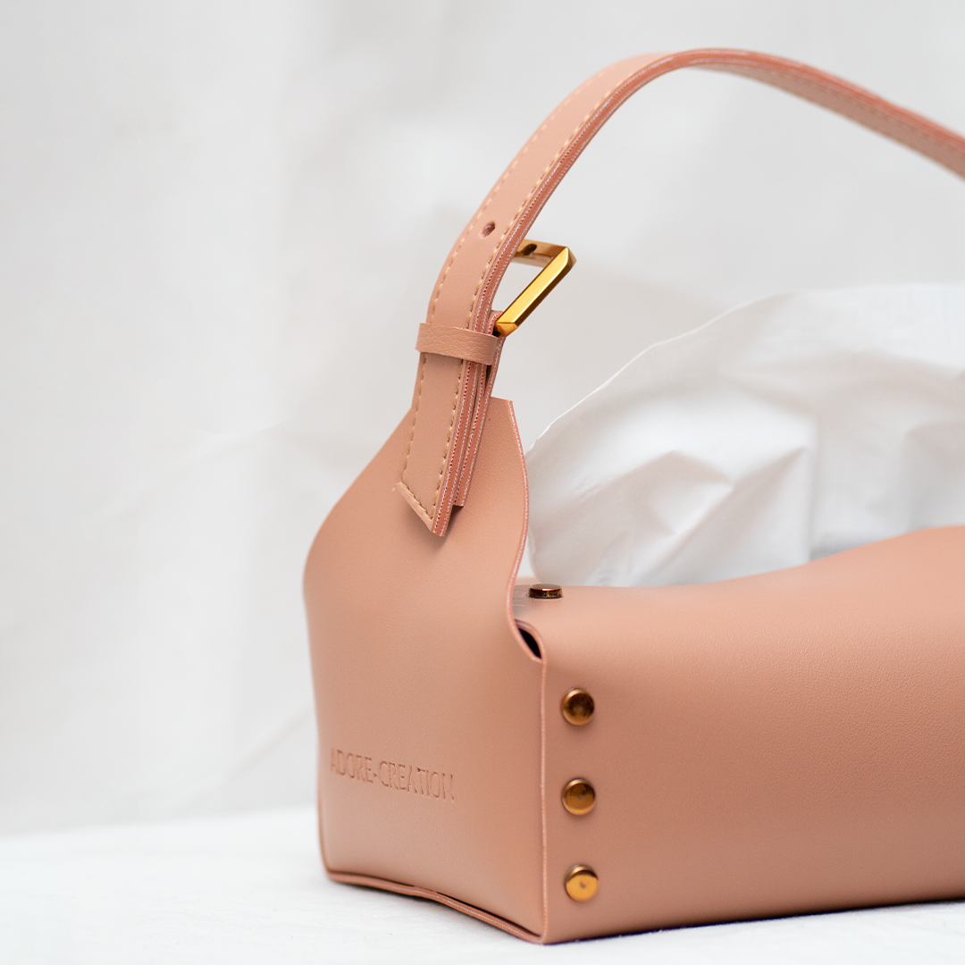 Tea Pink Strap Tissue Box