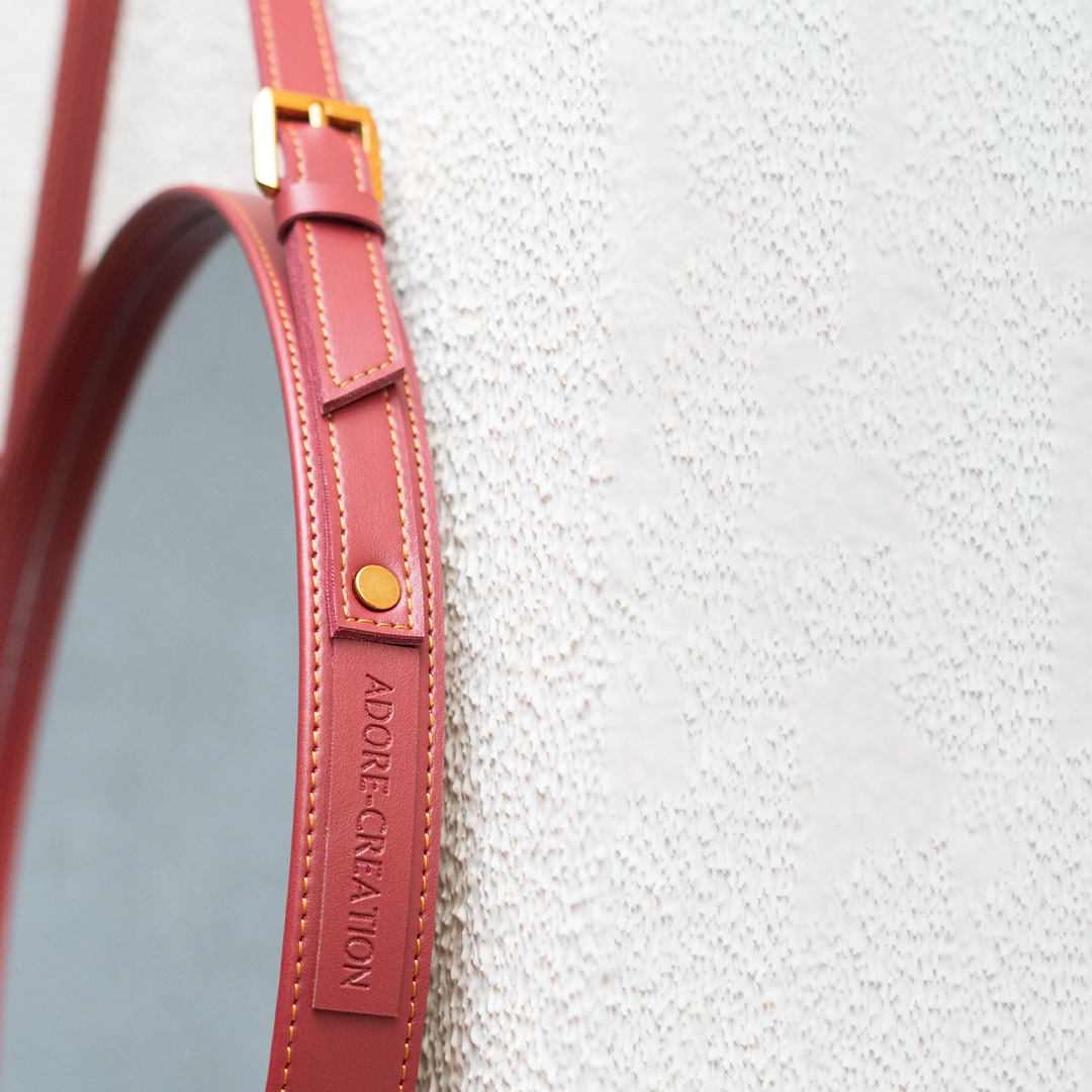 Mehroon Strap Hanging Mirror
