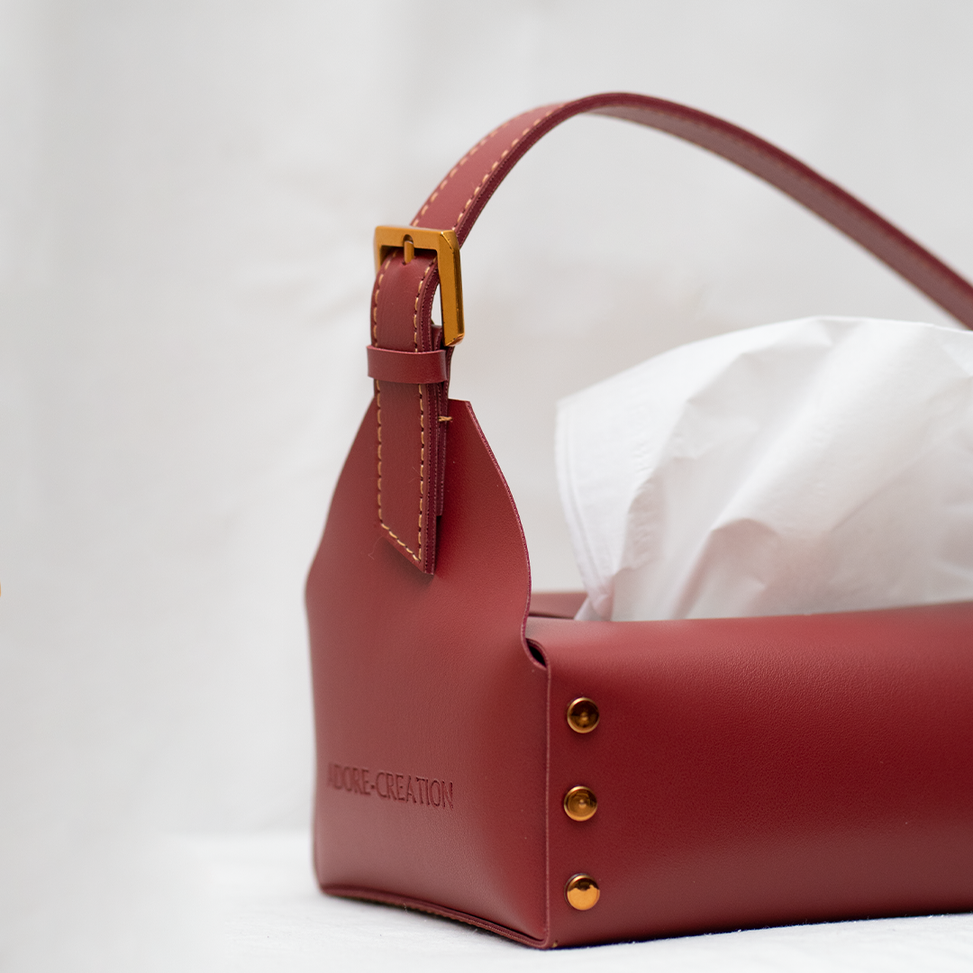 Mehroon Strap Tissue box