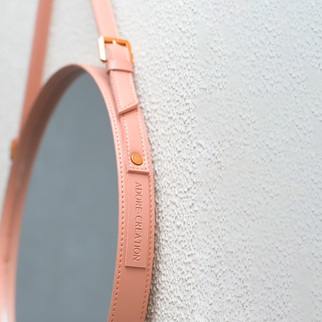 Tea Pink Strap Hanging Mirror