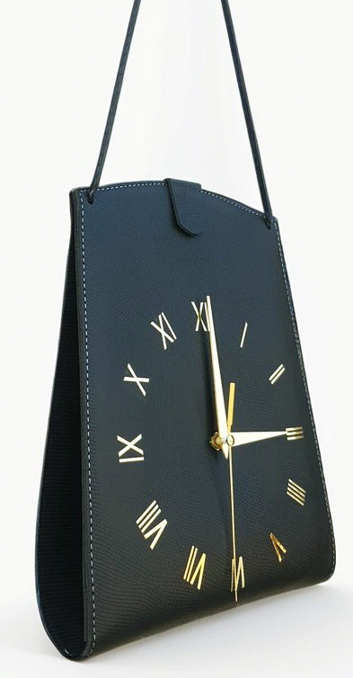 Black Leather pouch Clock