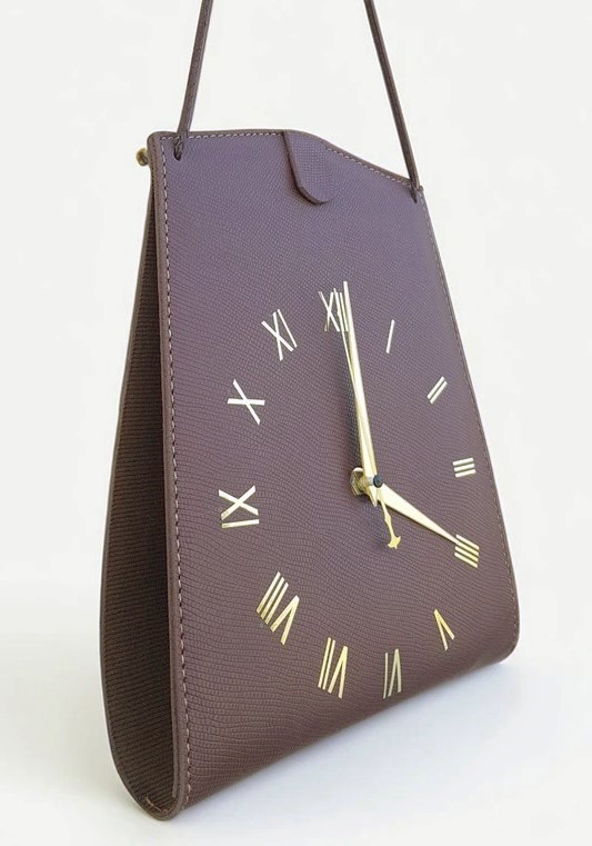 Chocolate Leather Pouch Clock