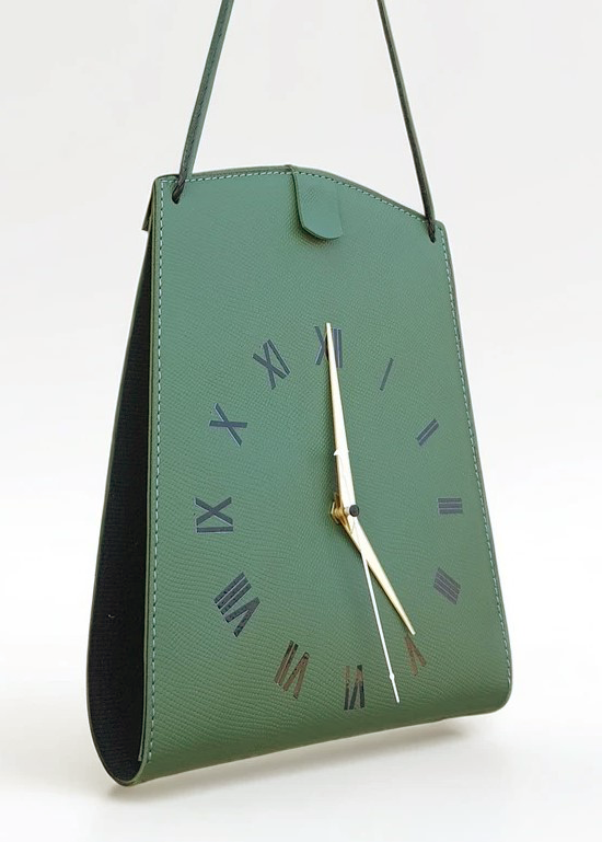 Pistachio Leather Pouch Clock